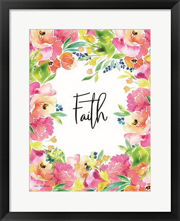 Framed Faith Watercolor Flowers Print