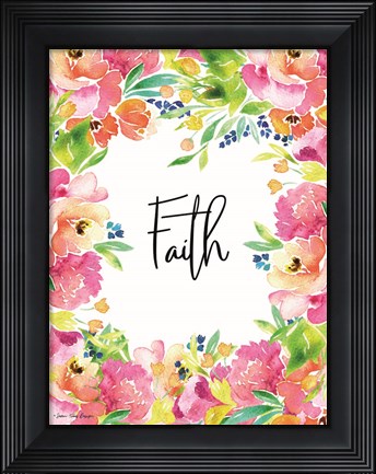 Framed Faith Watercolor Flowers Print