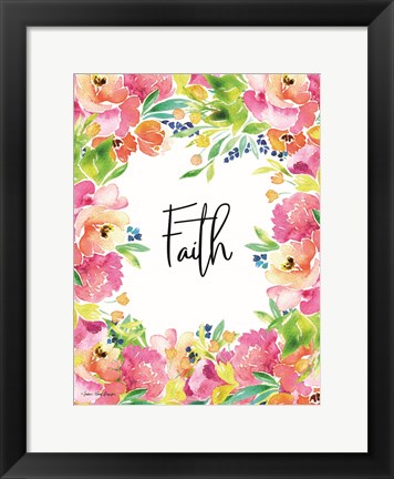 Framed Faith Watercolor Flowers Print