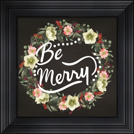 Framed Be Merry Wreath Print