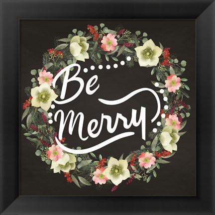 Framed Be Merry Wreath Print