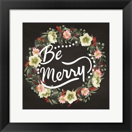 Framed Be Merry Wreath Print