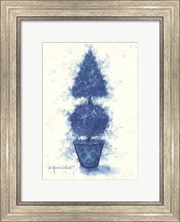 Framed Blue Cone Topiary Print