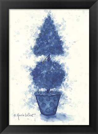 Framed Blue Cone Topiary Print