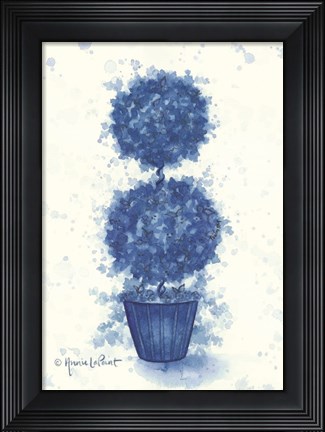 Framed Blue Double Sphere Topiary Print