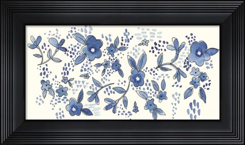 Framed Scattered Blue Flowers Print
