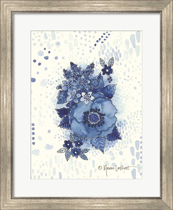 Framed Crazy Blue Flowers Print