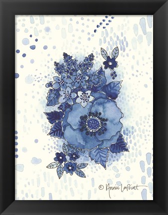 Framed Crazy Blue Flowers Print