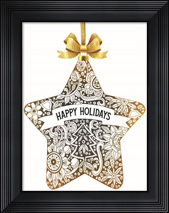 Framed Happy Holidays Ornament Print