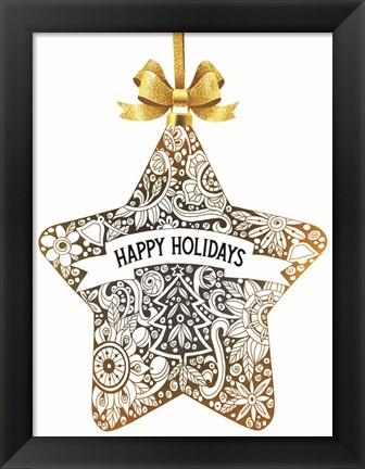 Framed Happy Holidays Ornament Print