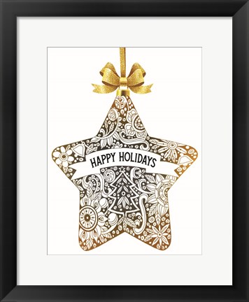 Framed Happy Holidays Ornament Print