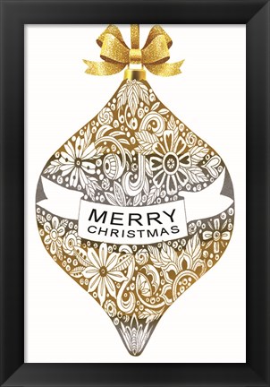 Framed Merry Christmas Ornament Print