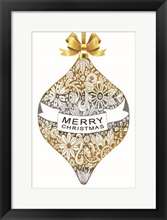 Framed Merry Christmas Ornament Print