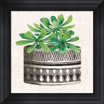 Framed Cactus Mud Cloth Vase II Print