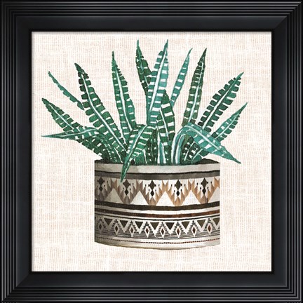 Framed Cactus Mud Cloth Vase III Print