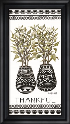 Framed Thankful Mud Cloth Vase Print