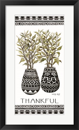 Framed Thankful Mud Cloth Vase Print