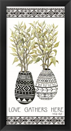 Framed Love Gathers Here Mud Cloth Vase Print