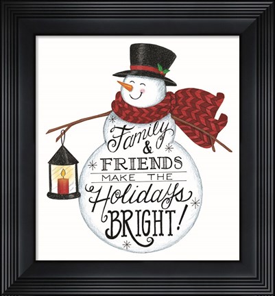 Framed Holidays Bright Snowman Print