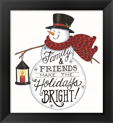 Framed Holidays Bright Snowman Print