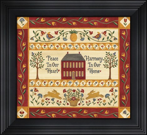 Framed Harmony in Our Home Sampler Print