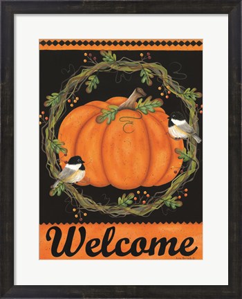 Framed Chickadee Welcome Print