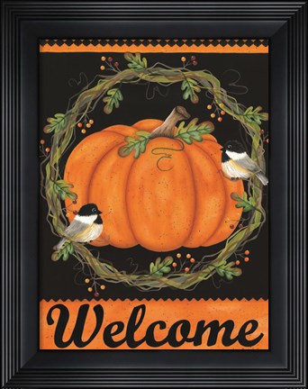 Framed Chickadee Welcome Print