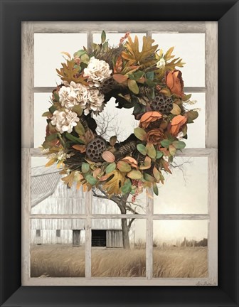 Framed Fall Window View I Print