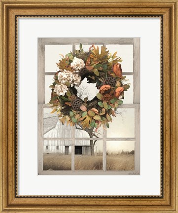 Framed Fall Window View I Print