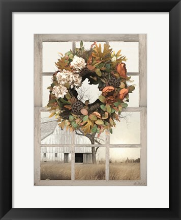 Framed Fall Window View I Print