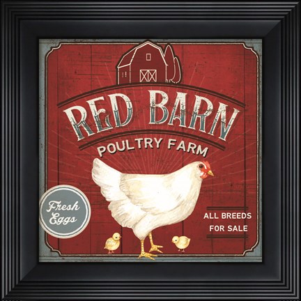 Framed Red Barn Poultry Farm Print