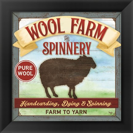 Framed Wool Farm Spinnery Print