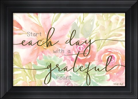 Framed Floral Grateful Heart Print