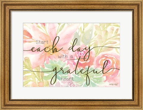 Framed Floral Grateful Heart Print