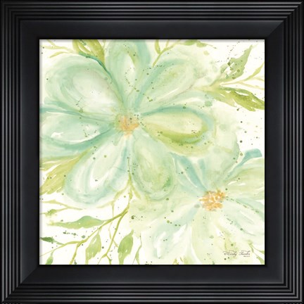 Framed Teal Big Blooms Print