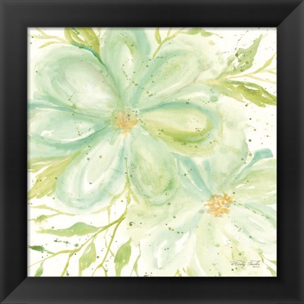 Framed Teal Big Blooms Print