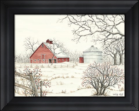 Framed Winter Barn Print
