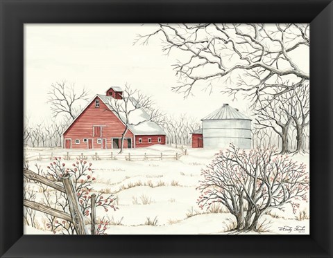 Framed Winter Barn Print