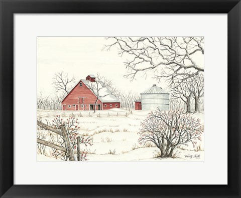 Framed Winter Barn Print