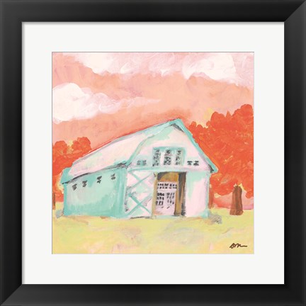 Framed Cherry Tree Barn Print