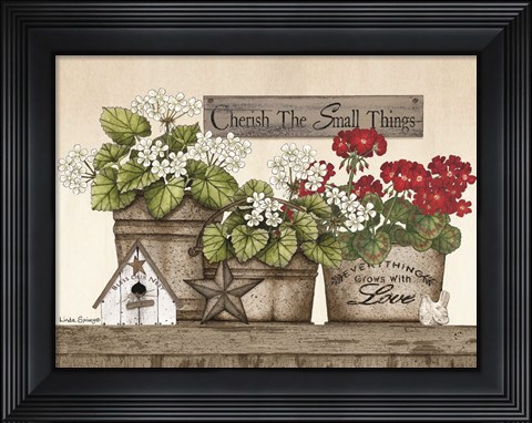 Framed Cherish the Small Things Geraniums Print