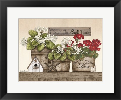 Framed Cherish the Small Things Geraniums Print