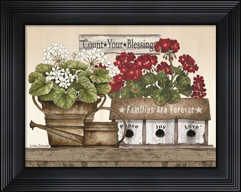 Framed Count Your Blessings Geraniums Print