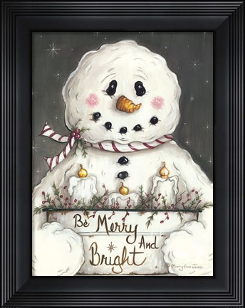 Framed Merry and Bright Snowman Print