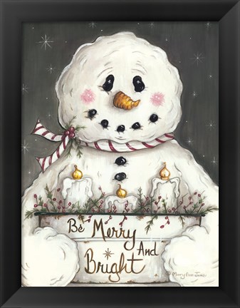 Framed Merry and Bright Snowman Print