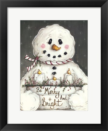 Framed Merry and Bright Snowman Print