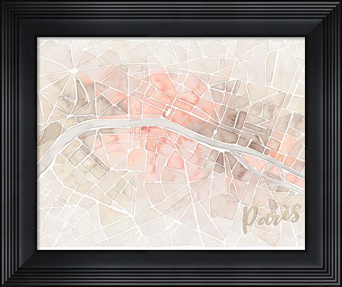 Framed Watercolor Wanderlust Paris Blush Crop Print