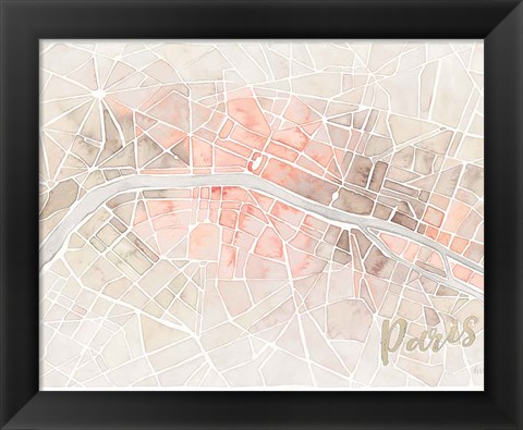 Framed Watercolor Wanderlust Paris Blush Crop Print