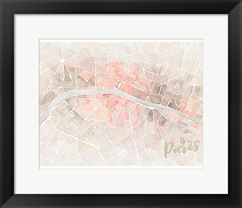 Framed Watercolor Wanderlust Paris Blush Crop Print