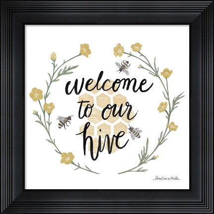 Framed Happy to Bee Home III Welcome Print